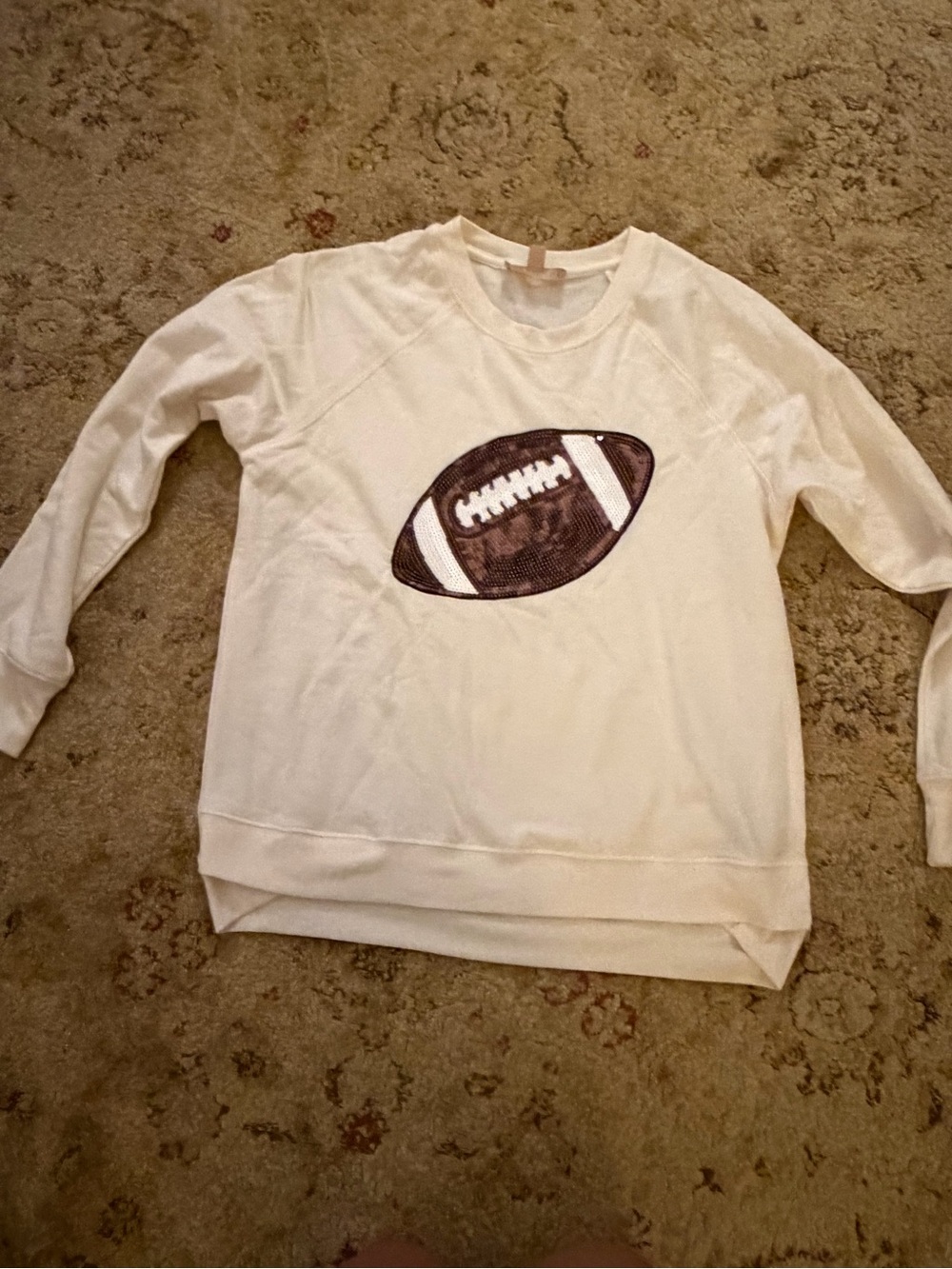 Sequin football appliqued sweatshirt- INCREDIBLY SOFT Large worn once tailgate